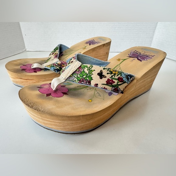 Y2K Skechers Cali Wedge Platform Chunky Thong Flip Flop Sandals Shoes Size 9 - Picture 4 of 7